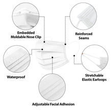 Load image into Gallery viewer, Disposable 3 Ply White Safety Face Masks